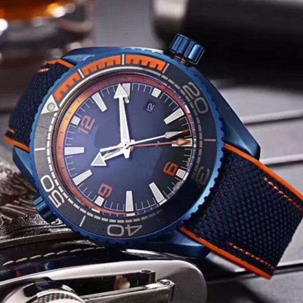 Горячие роскошные мужские часы OM SEA MASTER Series 45MM Blue GMT Циферблат высокого качества AAA